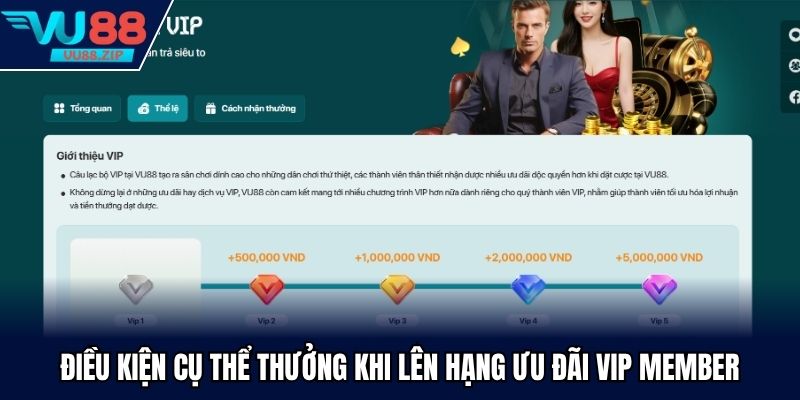 Điều kiện cụ thể thưởng khi lên hạng ưu đãi VIP member