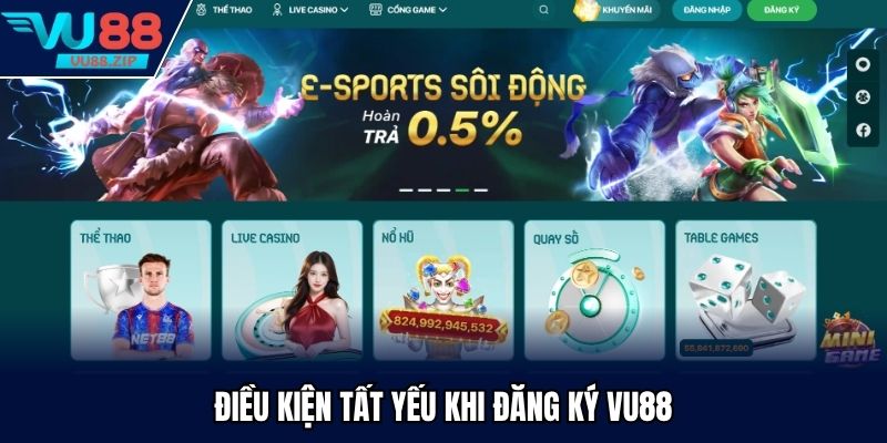 Điều kiện tất yếu khi đăng ký Vu88