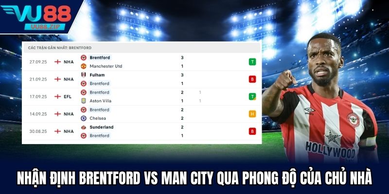 Nhận định Brentford vs Man City qua phong độ của chủ nhà